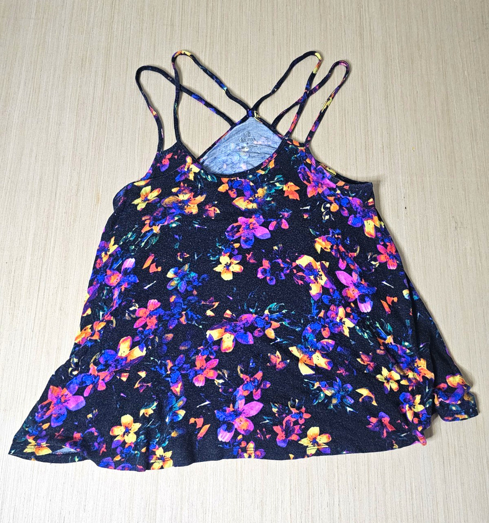 decree Womens Floral y2k style Spaghetti Strappy Cami Tank top Lightweight Sz S
